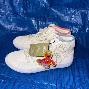 Vans Kids White Sneakers with Pink and Blue Accents Sesame Street